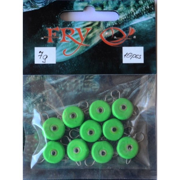 Груз ушастый для рыбалки, таблетка (эксцентрик) цвет Silvereyes Green Apple, 10шт в уп., вес 7г
